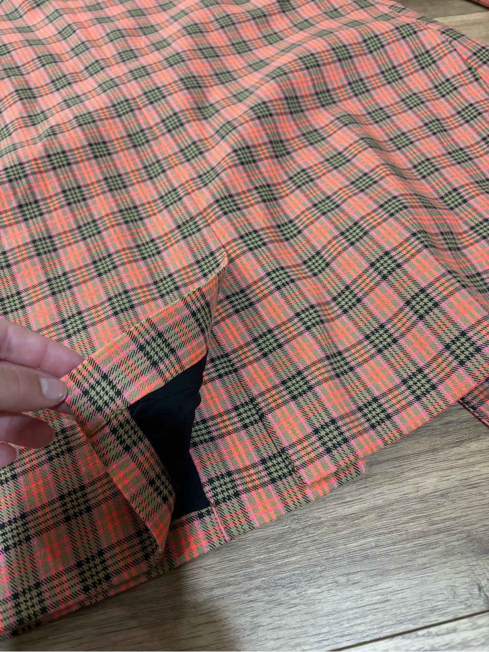 Avec Les Filles Orange and Green Plaid Single-Button Blazer - Picture 4 of 4
